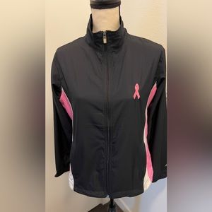 Preowned new balance black/pink breast cancer thin windbreaker jacket size M